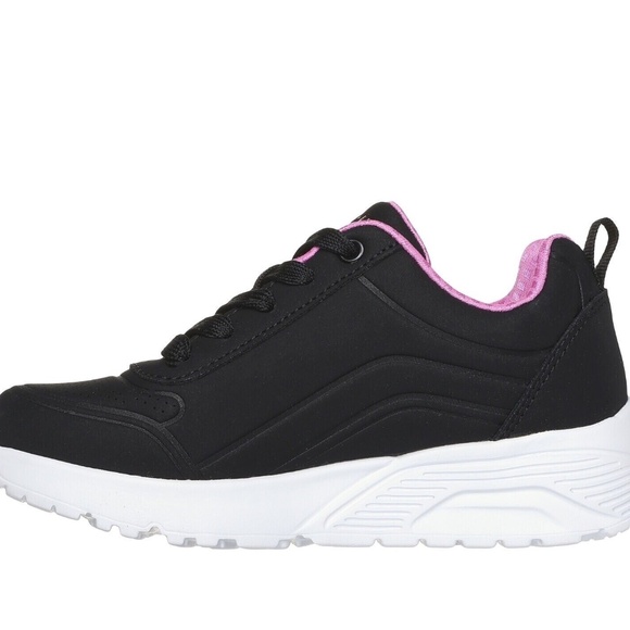 New Skechers UNO LITE EASY ZIP Sneaker Black/Pink Size US 13.5 Kids Shoes NIB - Picture 7 of 9